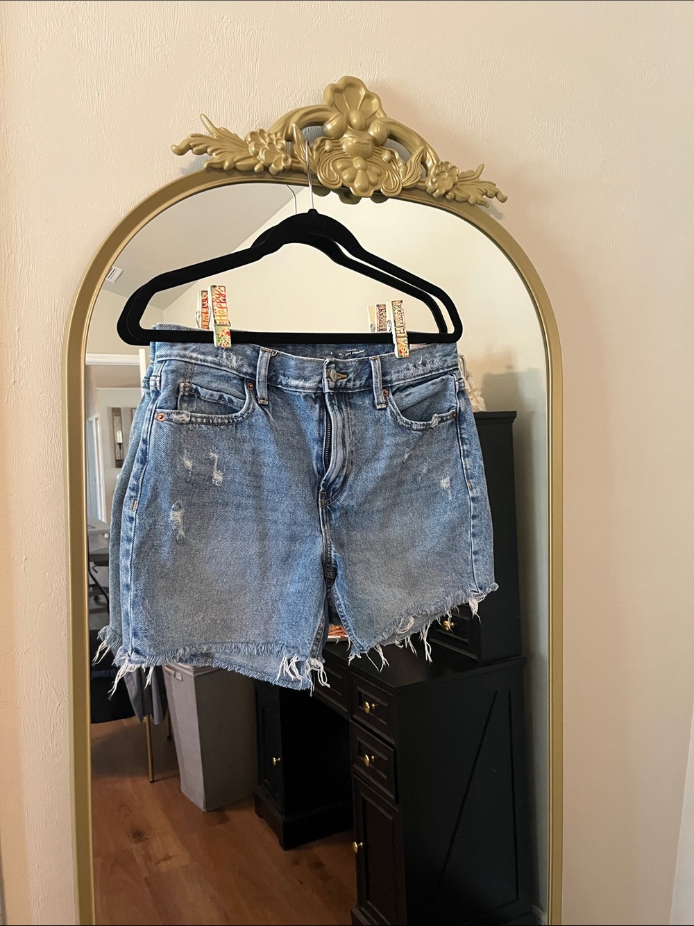 Old Navy Washed Blue Distressed High Rise Denim Cutoff Shorts
